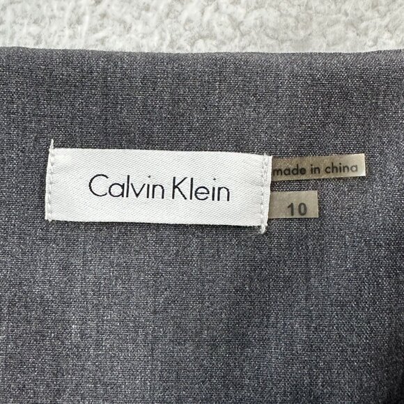 Calvin Klein Women's Abstract Sleeveless Sheath Dress Lined Size 10 Gray Zip - Picture 9 of 10
